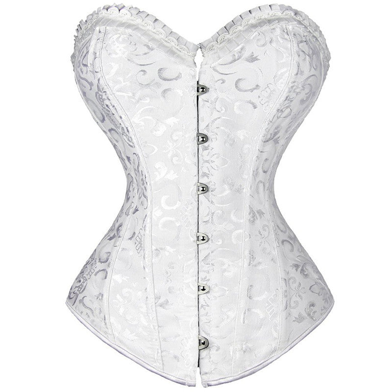 Black Button-Front Jacquard Corset Top, alternate view 5