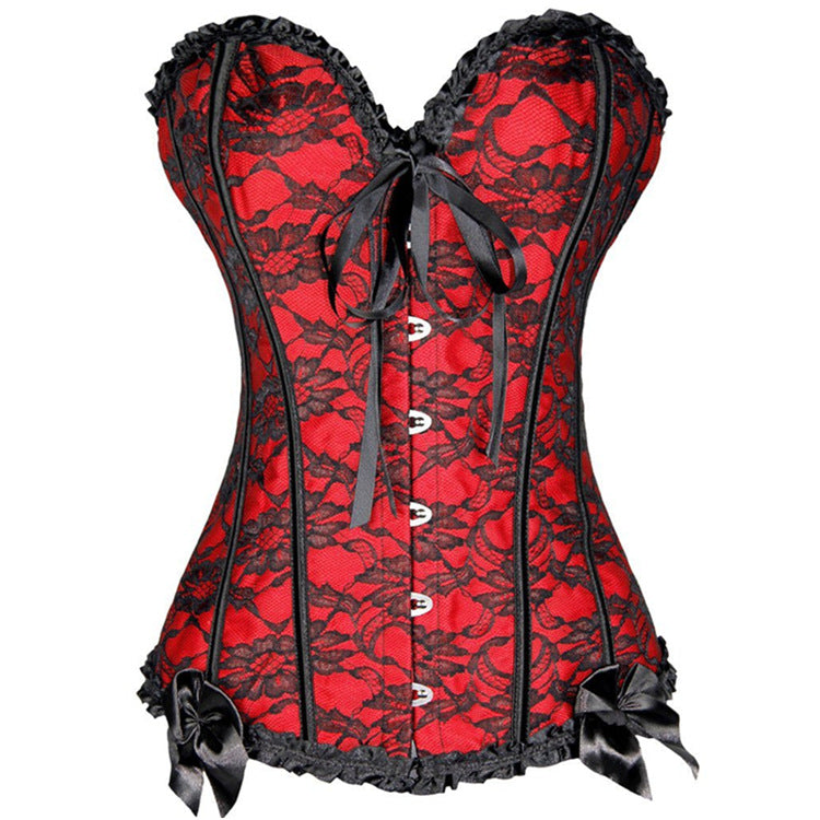 Red Lace Strapless Corset Top