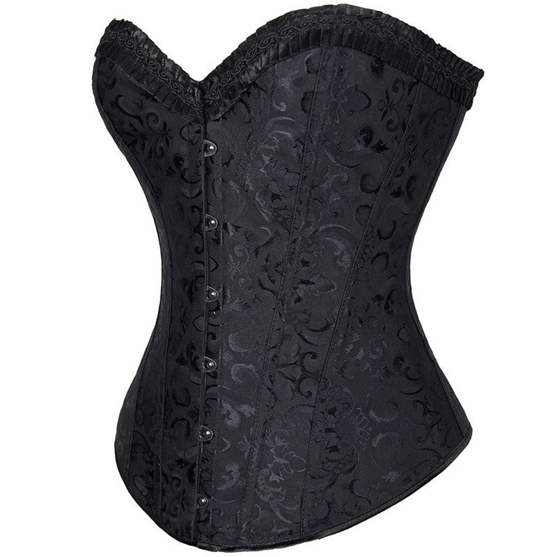 Black Button-Front Jacquard Corset Top, alternate view 2