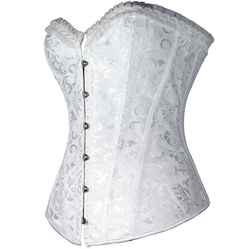 Black Button-Front Jacquard Corset Top, alternate view 3