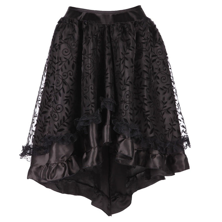 Black Lace High-Low Skirt