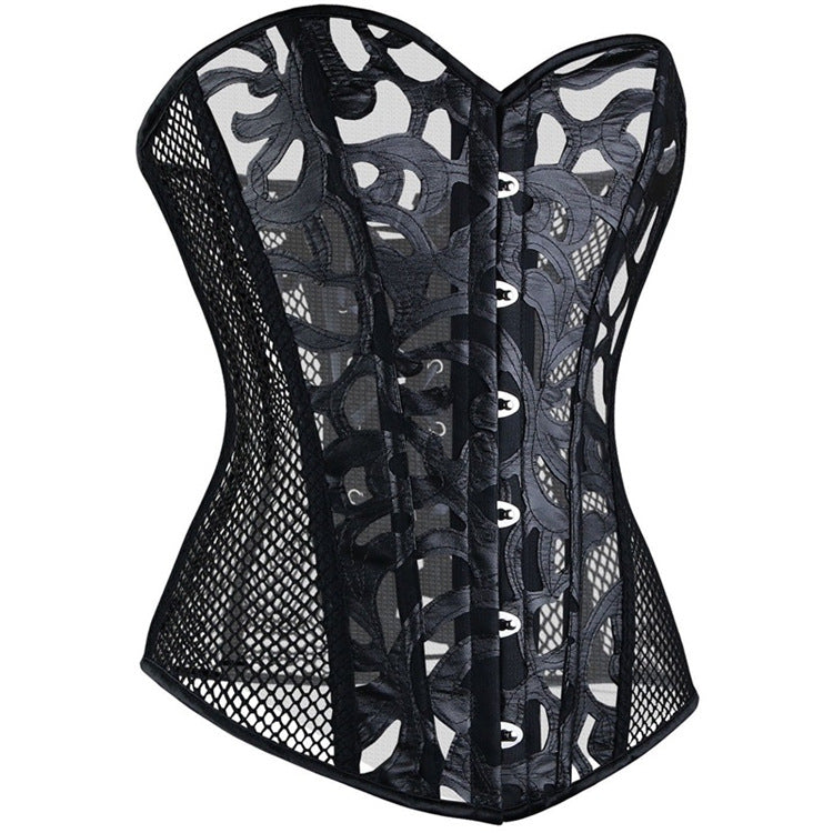 Black Mesh Lace-Up Corset Top, alternate view 2