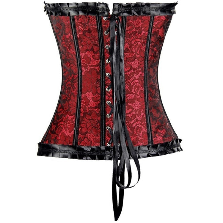 Red Lace Ruffle Corset Top, alternate view 3