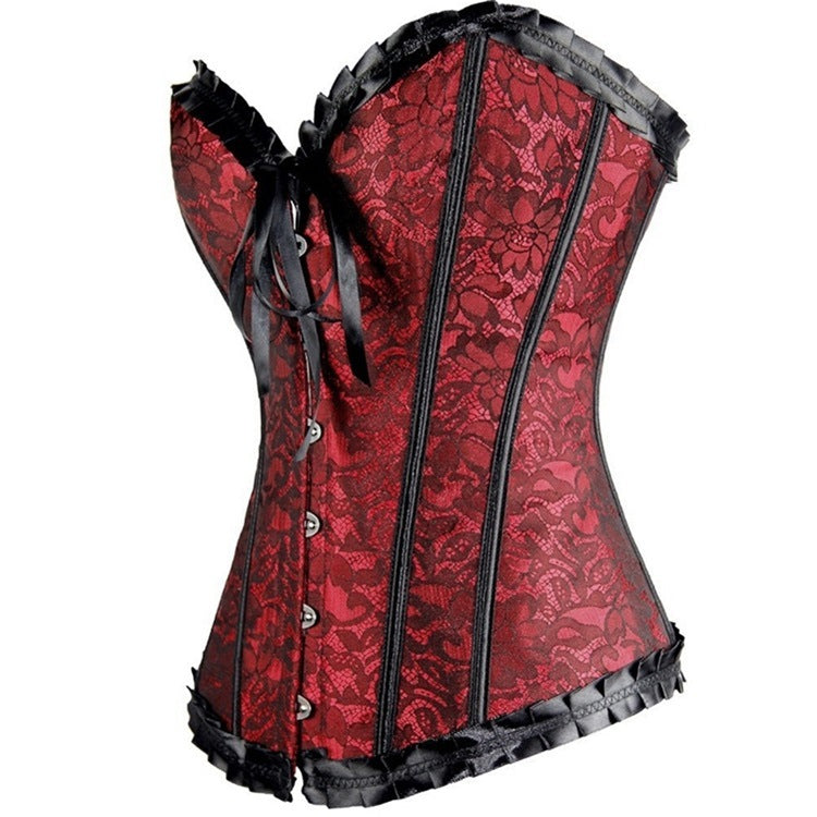 Red Lace Ruffle Corset Top, alternate view 2