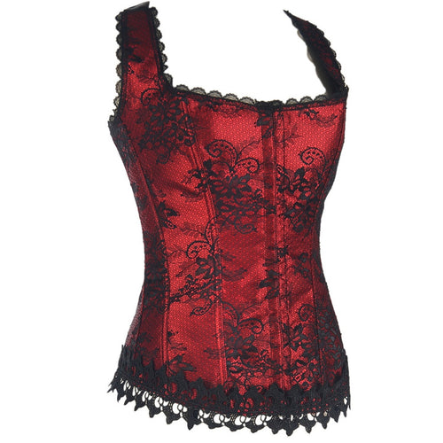 Red Black Lace-Up Corset Top, alternate view 2
