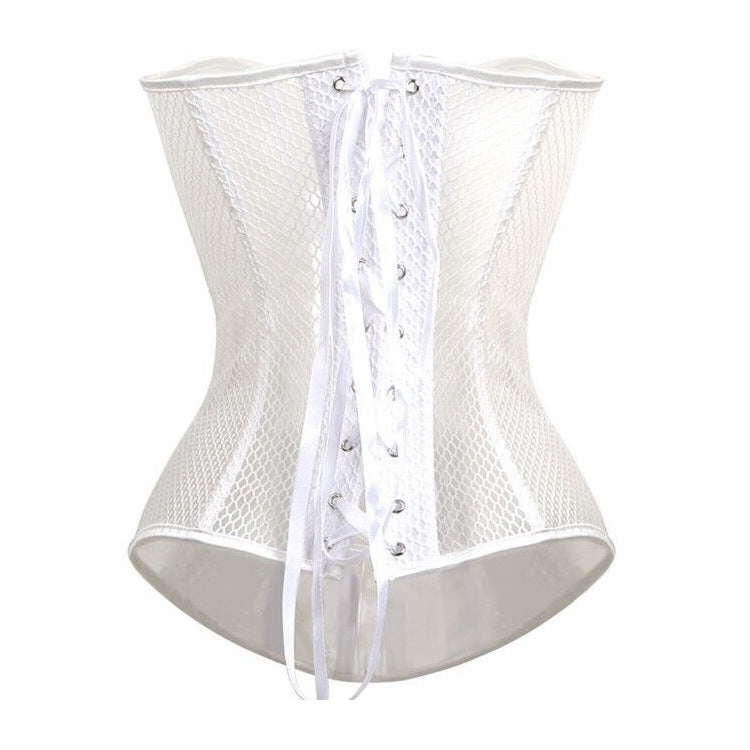 Black Mesh Lace-Up Corset Top, alternate view 4