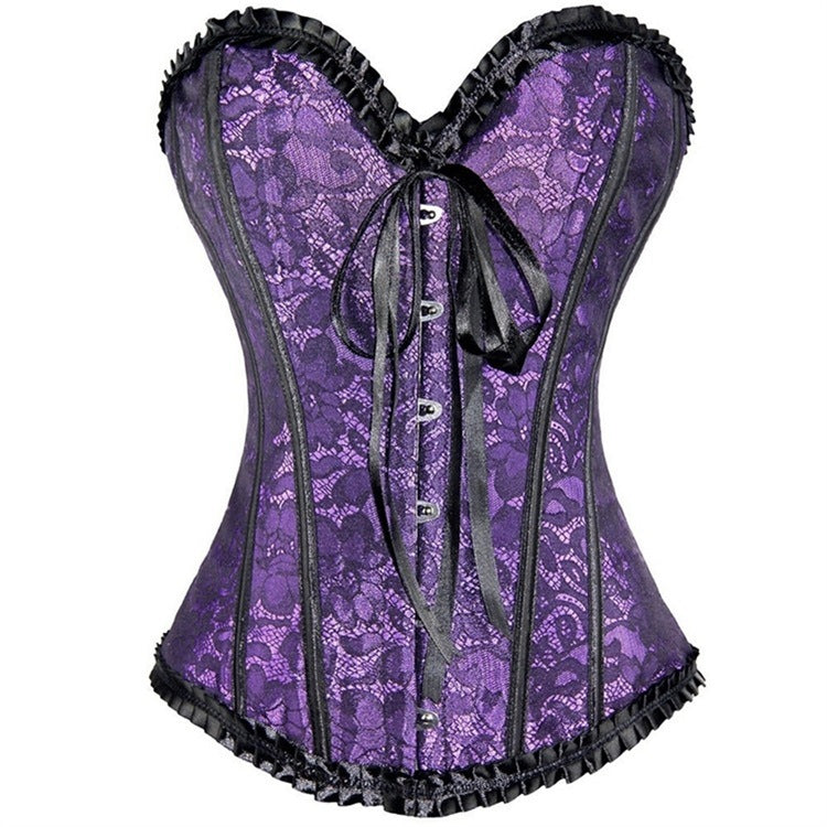 Red Lace Ruffle Corset Top, alternate view 5