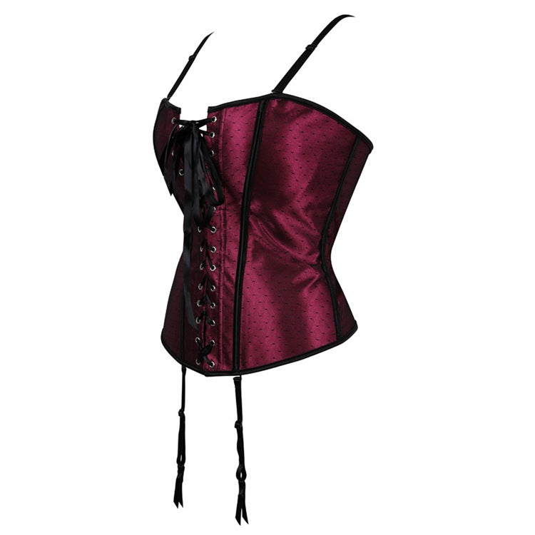 Burgundy Lace-Up Corset Top, alternate view 2