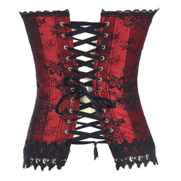 Red Black Lace-Up Corset Top, alternate view 3