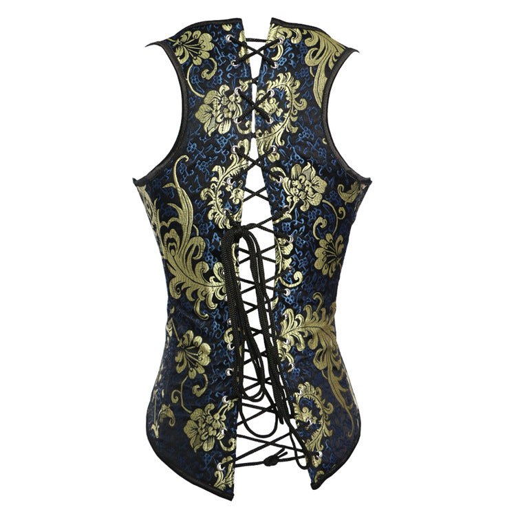 Black Gold Floral Halter Corset Top, alternate view 4