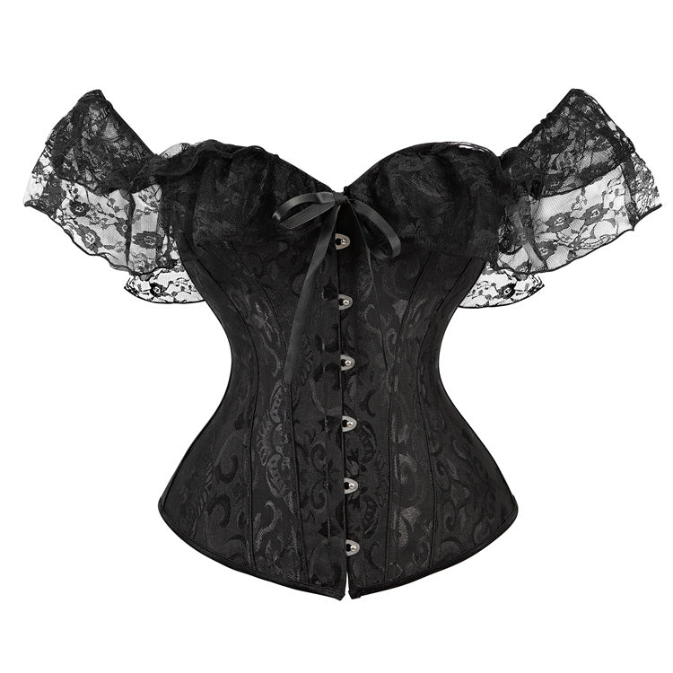 Black Lace Off-Shoulder Corset Top