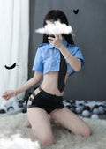 Black Faux Leather Top and Mini Skirt Costume Set - Alternate View
