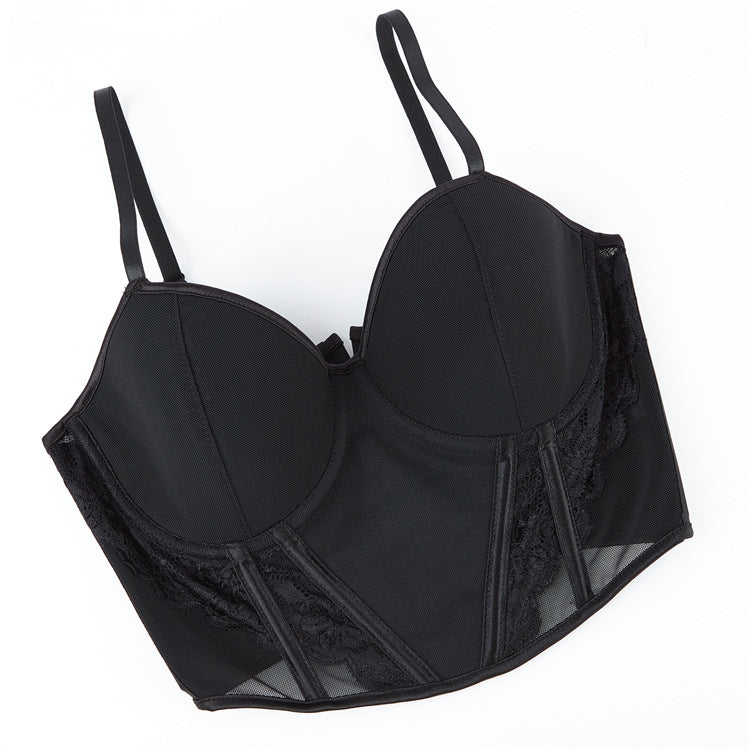 Black Mesh Panel Bustier Top, alternate view 5