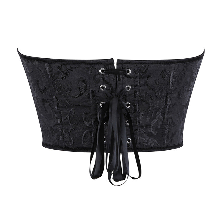 Black Teal Lace-Up Corset Top, alternate view 3