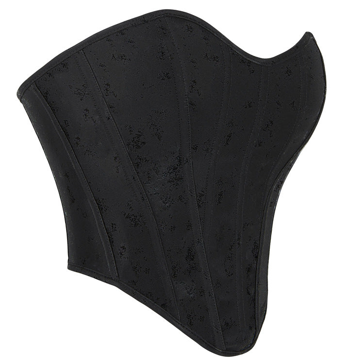 Black Tonal Jacquard Back-Zip Corset Top, alternate view 3