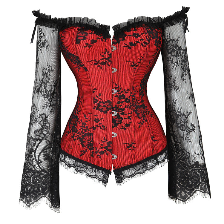Black Lace Sleeve Corset Top, alternate view 4