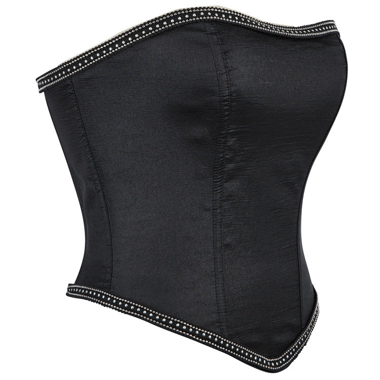 Black Studded Leather-Look Corset Top, alternate view 3