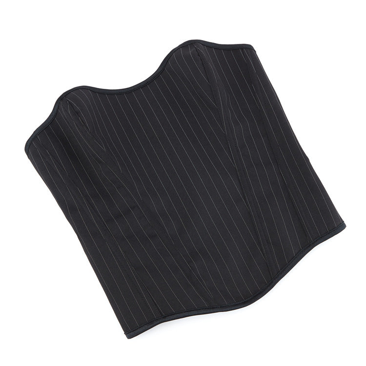 Black Pinstripe Back-Zip Corset Top, alternate view 5
