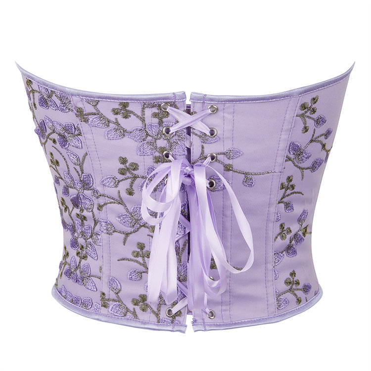 Lavender Floral Back-Zip Corset Top, alternate view 3