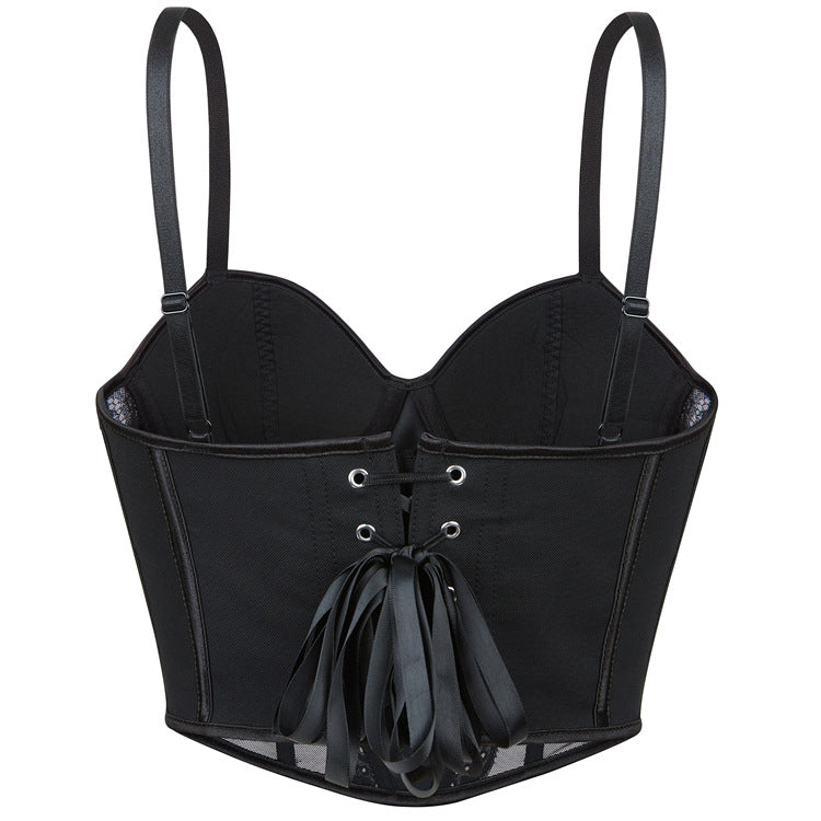 Black Mesh Panel Bustier Top, alternate view 3
