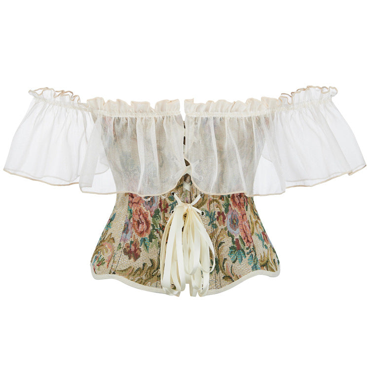 Floral Off-Shoulder Back-Zip Corset Top, alternate view 3