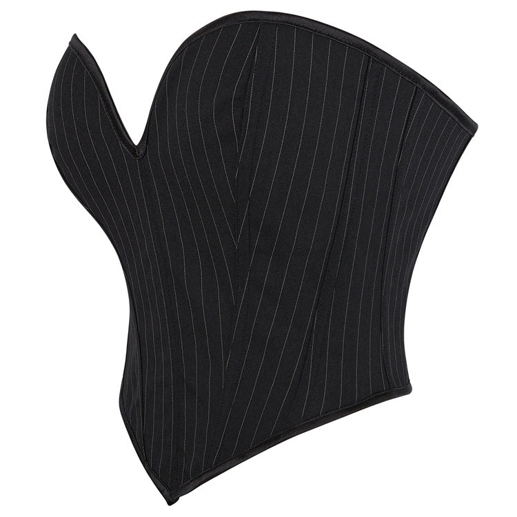Black Pinstripe Sweetheart Corset Top, alternate view 2