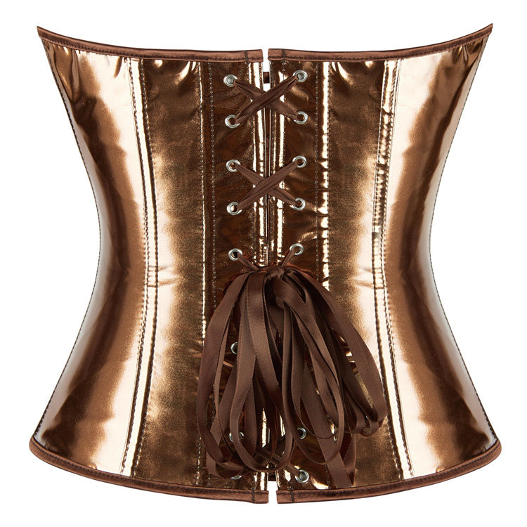 Bronze Metallic-Look Strapless Corset Top, alternate view 3
