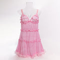 Pink ruffle chemise nightdress with soft mini shape - alternate view
