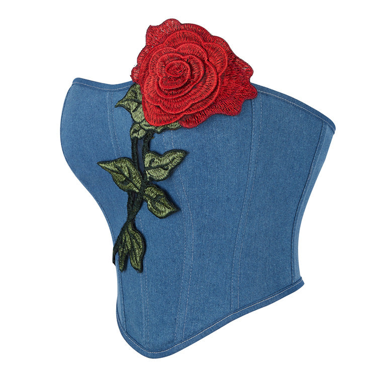 Blue Rose Applique Corset Top, alternate view 2