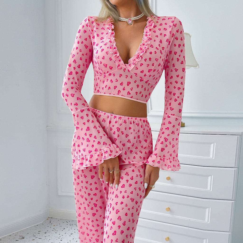 Pink Lace Two-Piece Lingerie Set - Back View