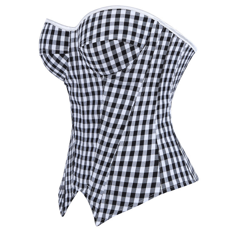 Black White Gingham Strapless Corset Top, alternate view 3