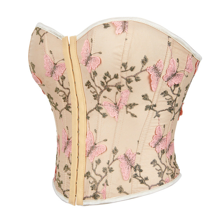 Ivory Rose Print Back-Zip Corset Top, alternate view 2