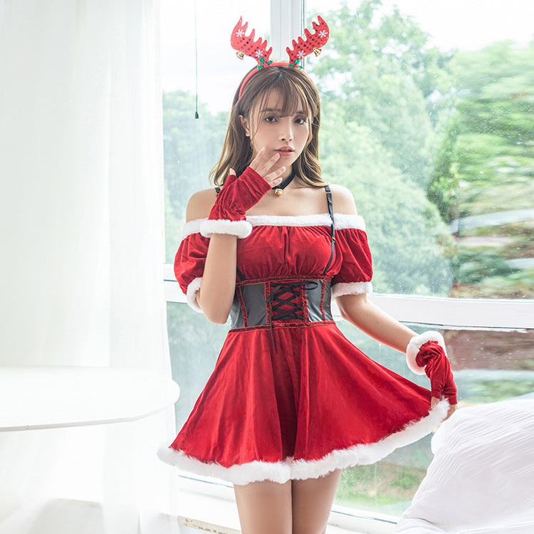 Bunny Costume Lingerie Set With Mini Dress and Mini Skirt and Bra - Alternate View