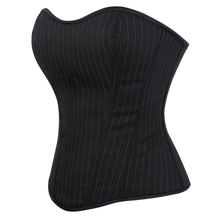 Black Pinstripe Back-Zip Corset Top, alternate view 2