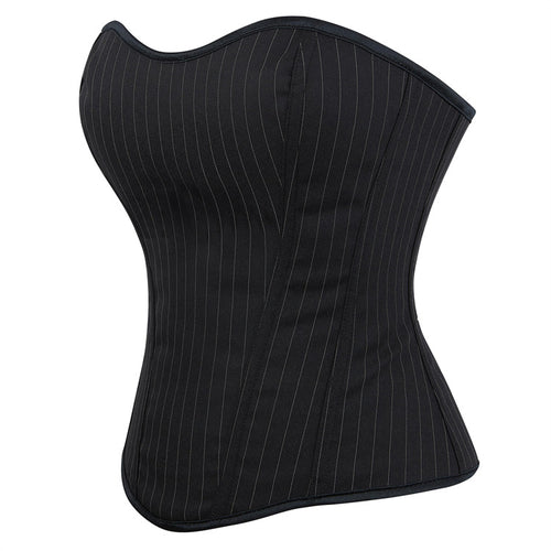 Black Pinstripe Back-Zip Corset Top, alternate view 2
