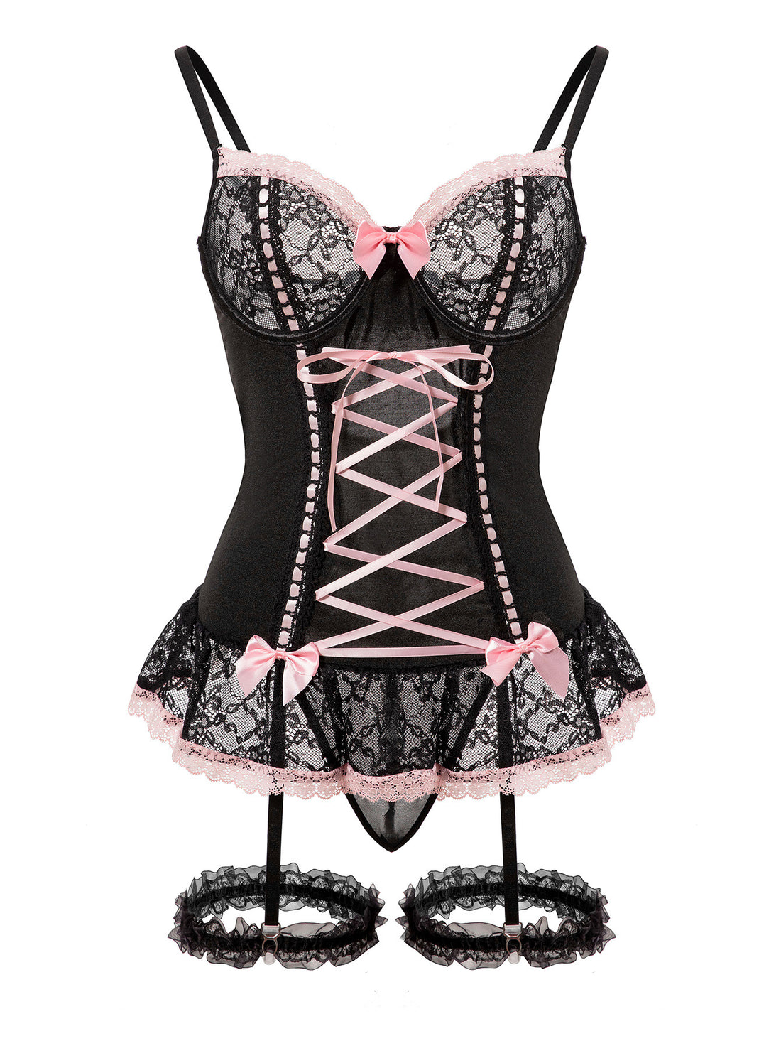 Pink Lace Garter Lingerie Set, alternate view 8