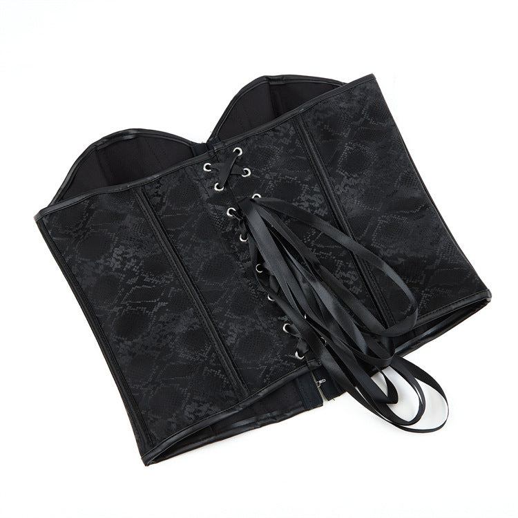 Black Floral Jacquard Strapless Corset Top, alternate view 5