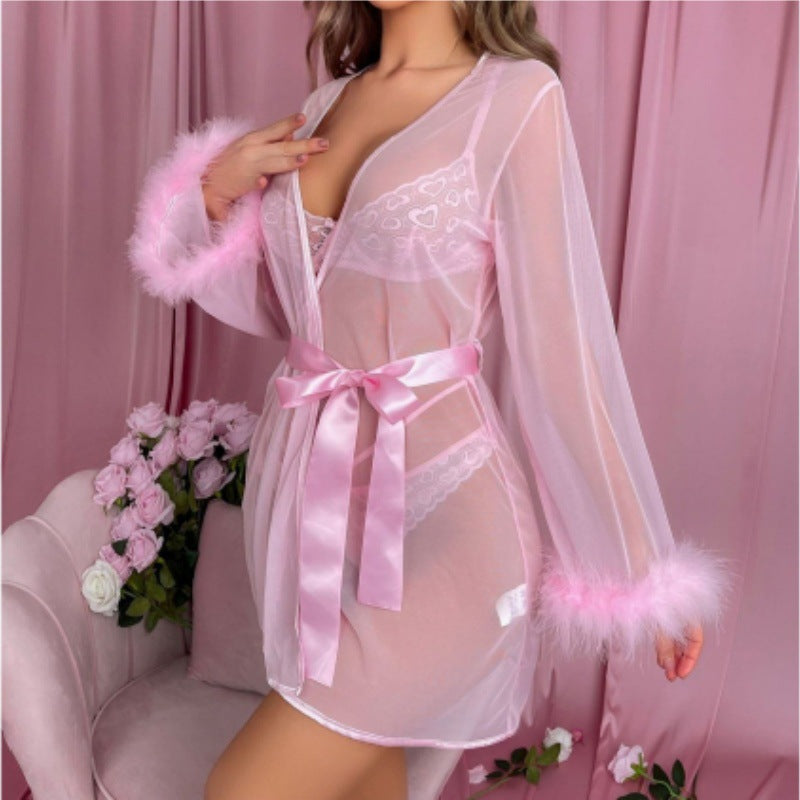 Pink Sheer Robe Lingerie Set, alternate view 2