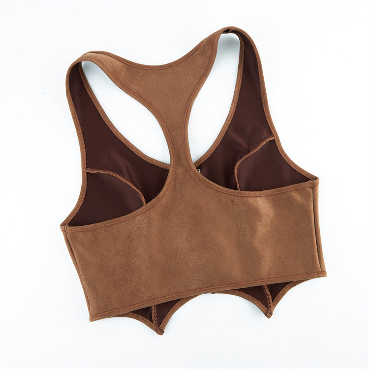 Brown Lace-Up Racerback Corset Top, alternate view 4