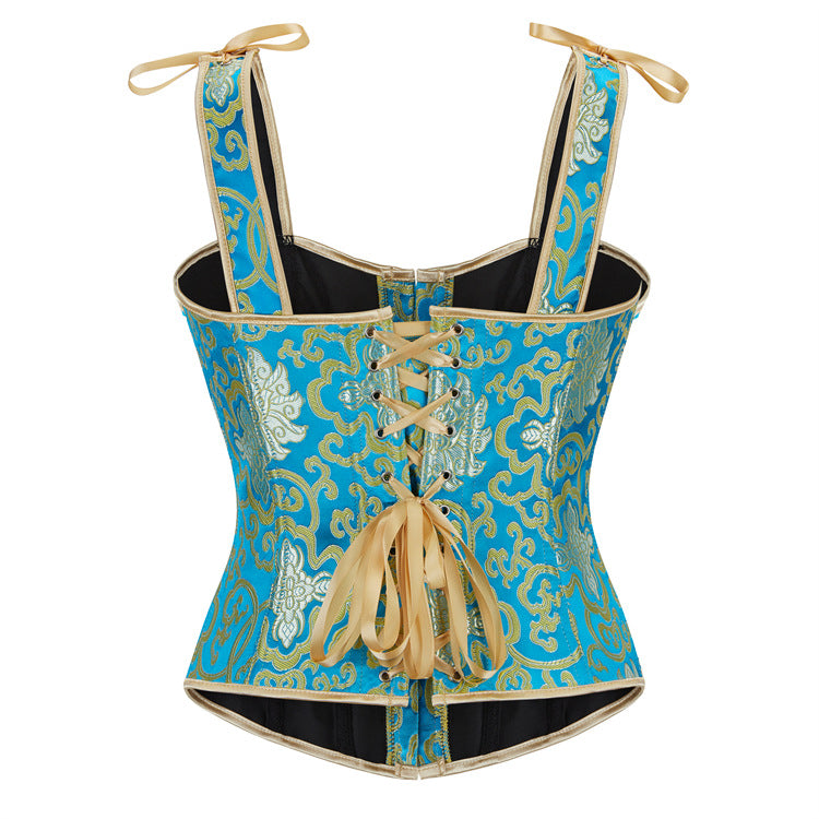Turquoise Gold Tie-Strap Corset Top, alternate view 3