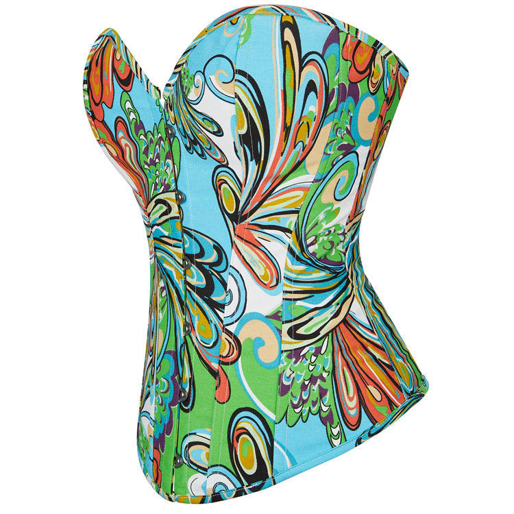 Pink Paisley Strapless Corset Top, alternate view 4