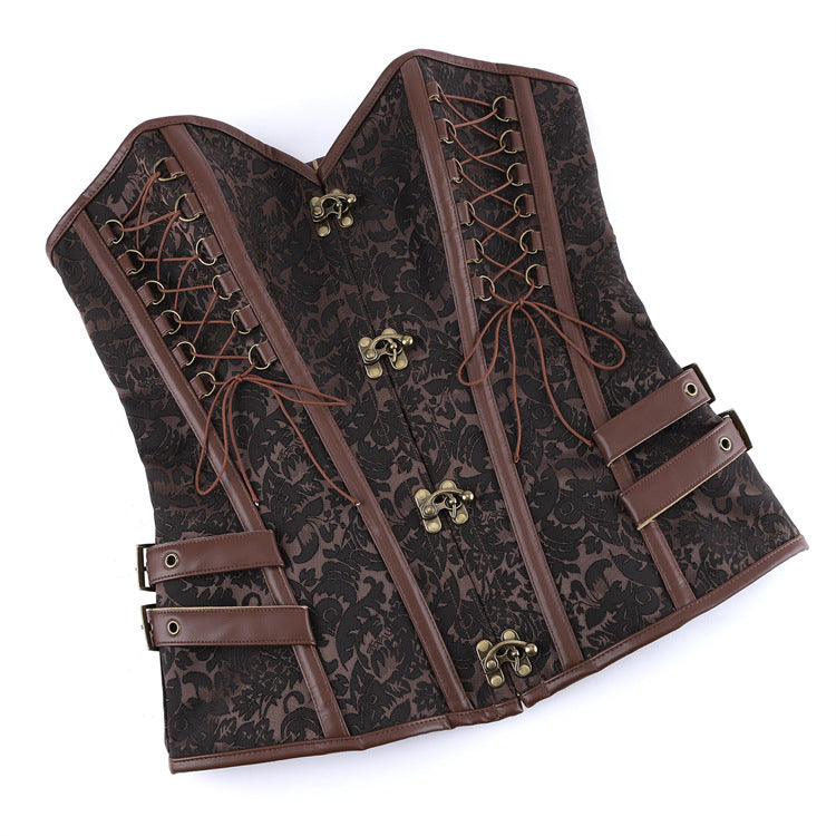 Brown Buckle Strapless Corset Top, alternate view 5