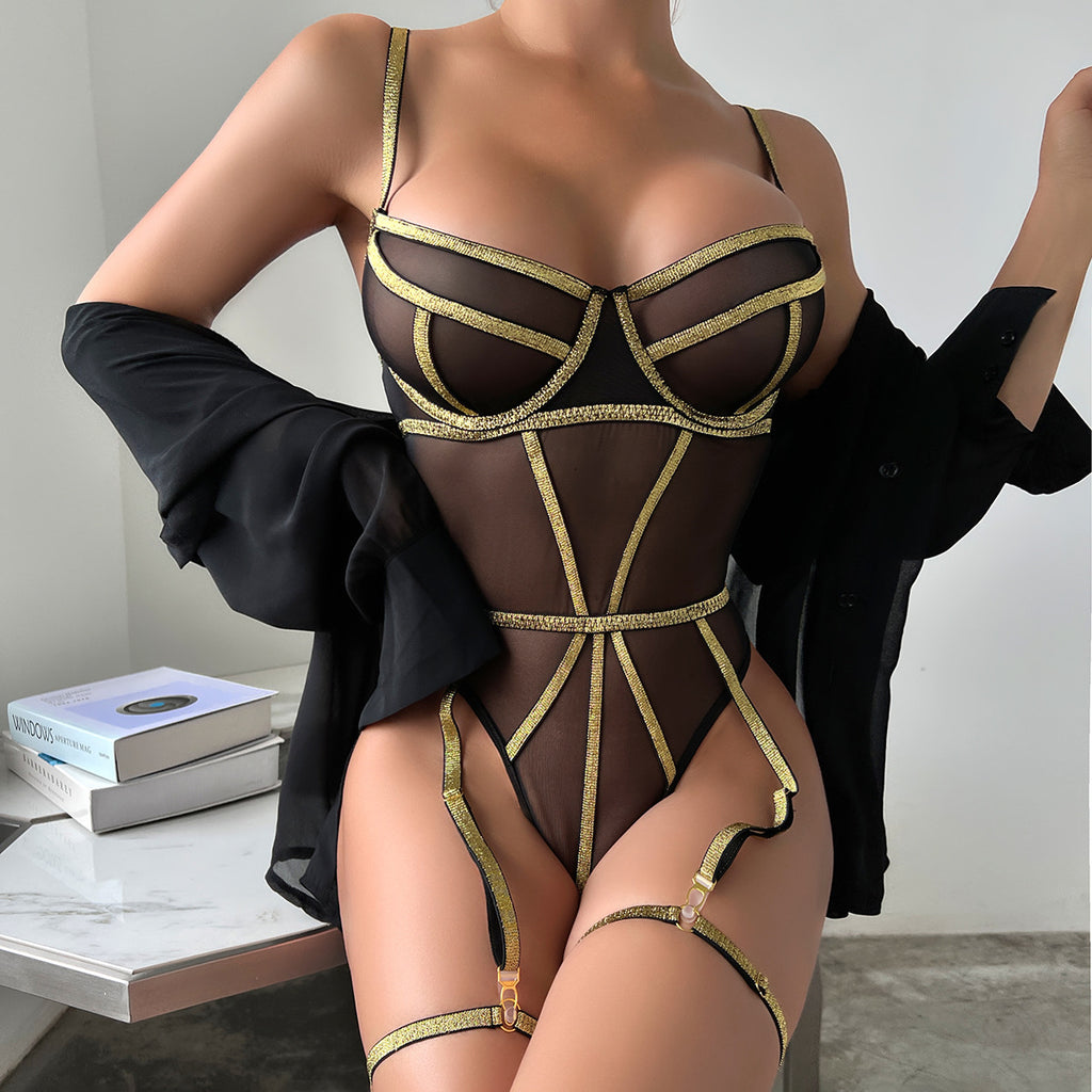 Mesh Teddy Bodysuit - Side View