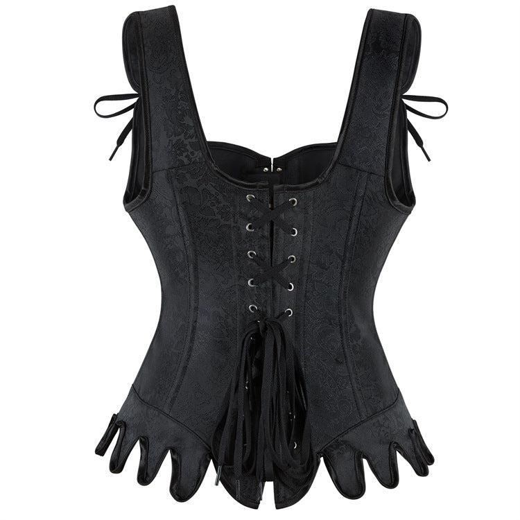 Ivory Brown Lace-Up Corset Top, alternate view 4
