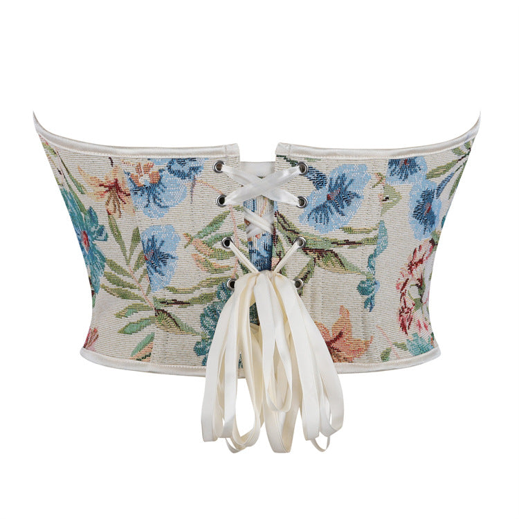 Pastel Floral Strapless Corset Top, alternate view 3