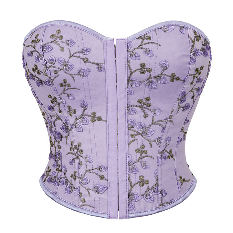 Lavender Floral Back-Zip Corset Top