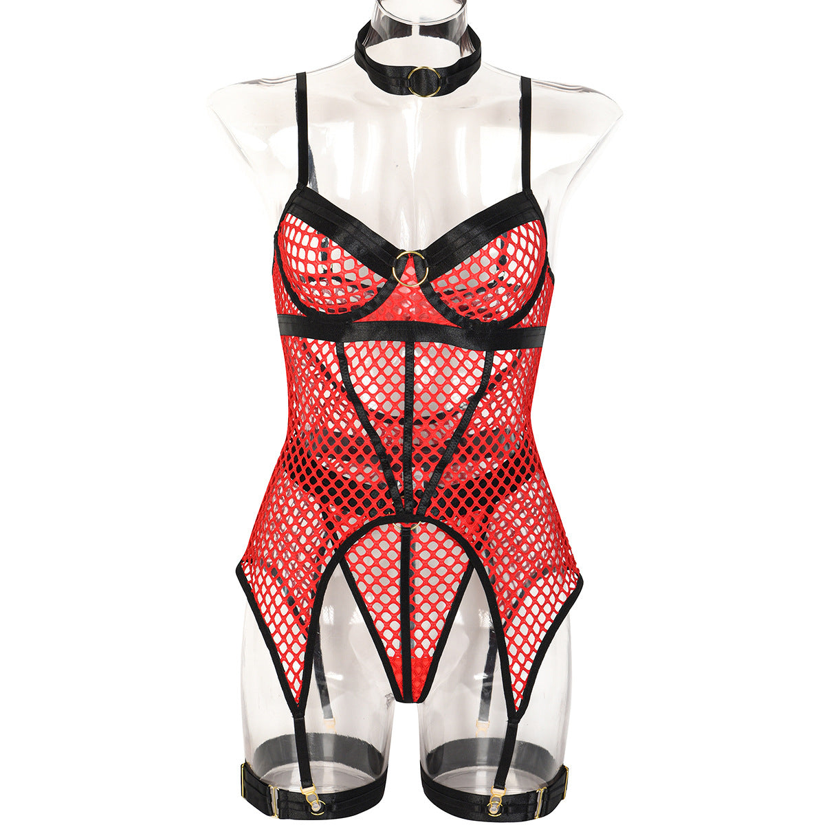 Contrast Three-Piece Lingerie Set - Styled View
