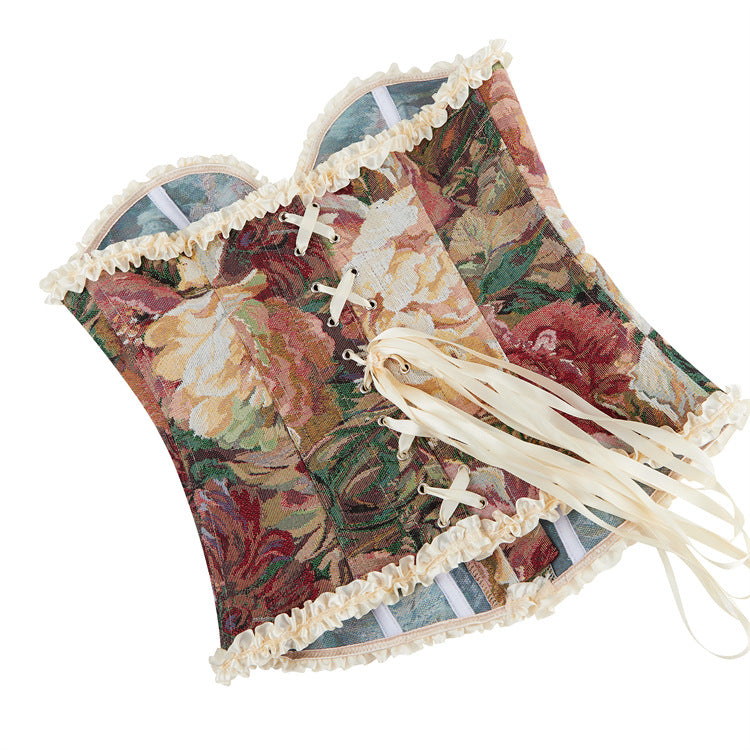 Floral Lace-Up Strapless Corset Top, alternate view 5