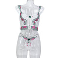 Green Floral Lace Lingerie Set - Alternate View