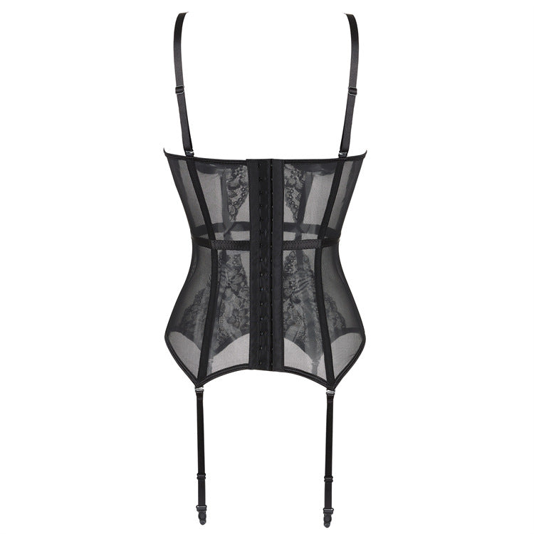 Black Sheer Lace Bustier Top, alternate view 2